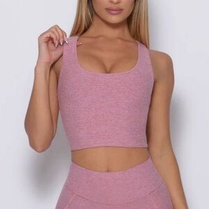 Bombshell Sportswear Pink Peach reversible Sports Bra tank top L